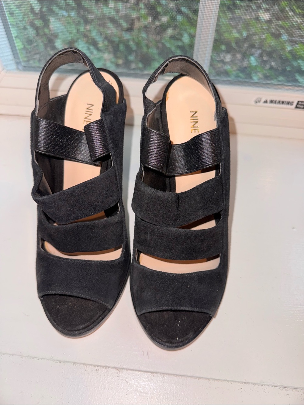 Nine West Black Suede Strappy Slingback Sandals- never worn!!